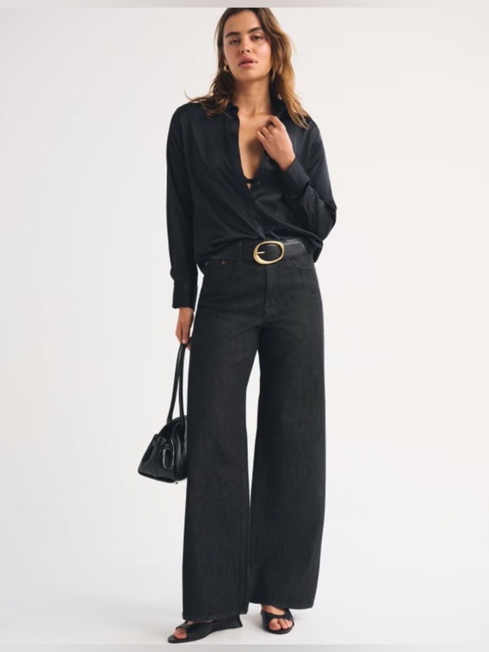 Abercrombie & Fitch Black High Rise Wide Leg Jean